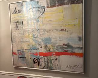 very large almost four feet wide oil painting, great colors 