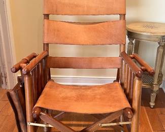 Costa Rican leather folding rocking chair
