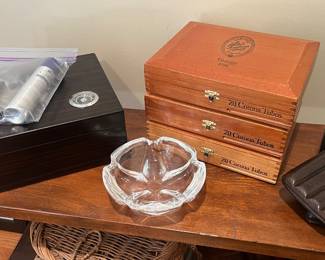 Cigar smoking accessories, vintage cigar boxes, humidor