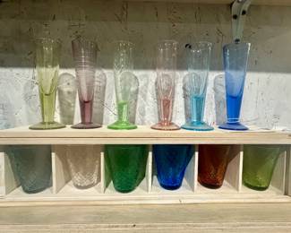 Colorful cordials and shot glasses