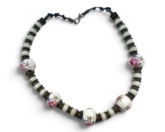 Porcelain and brass vintage necklace