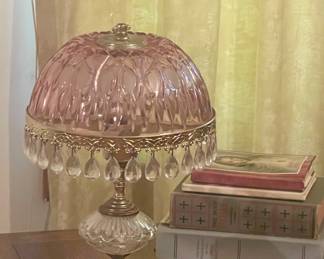 VINTAGE BOUDOIR PINK CRYSTAL LAMP