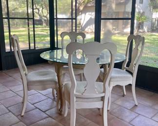 GLASS TOP DINING ROOM/SUN ROOM TABLE & CHAIRS