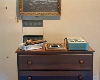 CHEST OF DRAWERS, VINTAGE CLIPPER SHIP PICTURE