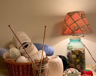 KNITTING SUPPLIES, VINTAGE LAMP