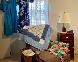 VINTAGE RECLINER, YO-YO TOPPER, MOO MOO DRESSES