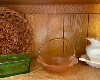 VASELINE GLASS BOX, VINTAGE GLASSWARE
