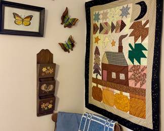 MCM BUTTERFLY WALL ART, HANDMADE QUILTED WALL HANGING