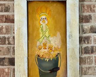 WHIMSICAL FRAMED GOOSE PAINTING