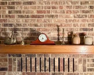 BRASS, CROCK JUGS, MANTEL CLOCK