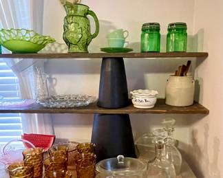 GREEN AND AMBER GLASS