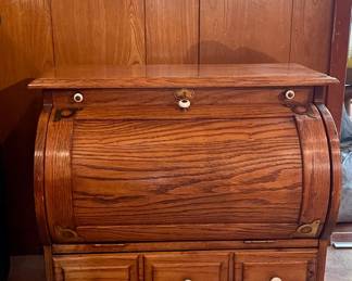 VINTAGE FRENCH COUNTRY OAK TABLE TOP FILE CABINET