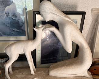 "Woman with Fawn" by artist Marc La Pointe 1981. 