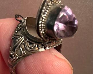 sterling silver with amethyst poison pill/locket 