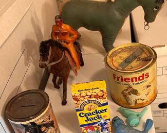 From Tonto and Scout, to Friends tobacco tin to Tomatoes coin bank,..