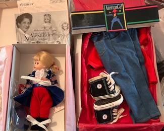 MADAME ALEXANDER - mINT IN bOX IS THE 'yANKEE dOODLE" . AMERICAN GIRL  - Blue Jean outfit in box.