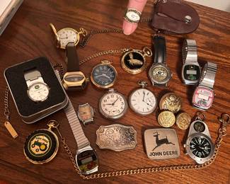 Of various watches pocket watch belt buckles, and the Green Bay Packers ring!