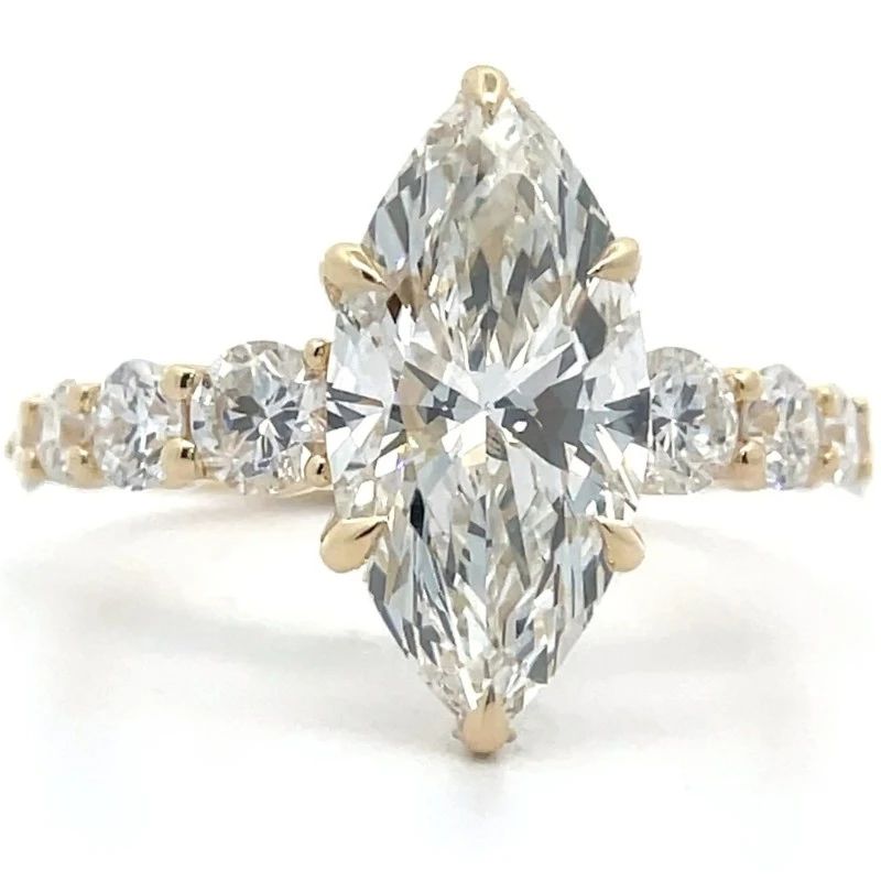 NEW! 4 Carat Marquise Diamond Engagement Ring in 14k Yellow Gold w/ IGI REPORT