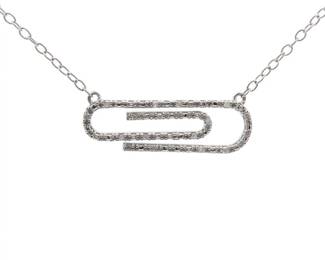 Pavé Natural Diamond Paperclip Pendant Necklace