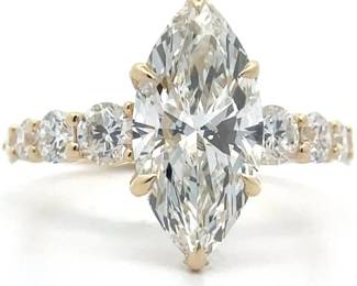NEW! 4 Carat Marquise Diamond Engagement Ring in 14k Yellow Gold w/ IGI REPORT