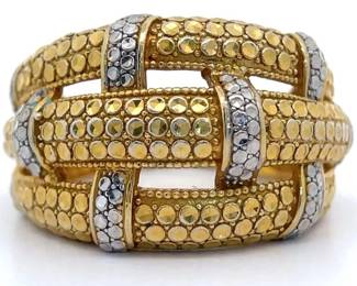 Diamond-Cut Vintage Style Triple Woven Two-Tone Ring