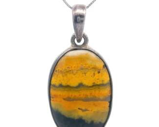 Natural Bumblebee Jasper Oval Cabochon Pendant