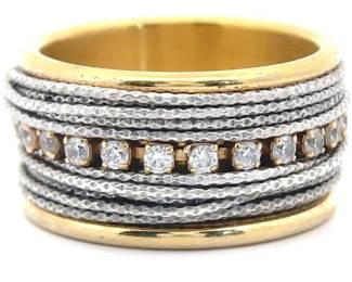 Made in Italy Cubic Zirconia Multi-Twisted Rope Two-Tone Gold Ring