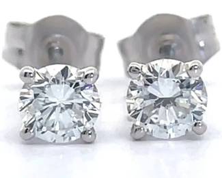 0.50 Carat Diamond Round Solitaire Stud Earrings in 14k White Gold