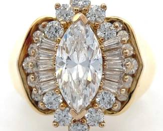 Marquise & Baguette Cubic Zirconia Tapered Cluster Ring