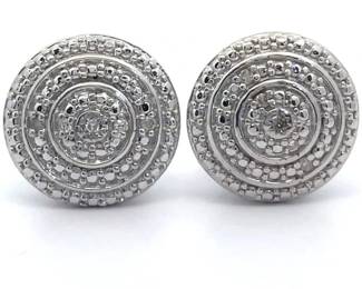 Natural Diamond Medallion Disc Stud Earrings