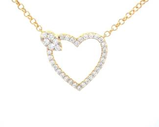 Diamond Open Heart Halo Necklace