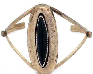 Artistic Marquise Onyx Navajo Split Bangle Cuff