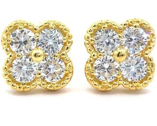 1 Carat Diamond Four-Leaf Clover Flower Stud Earrings