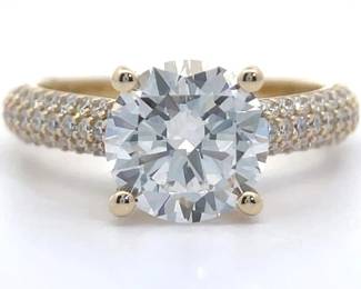 NEW! 3 Carat Diamond Round Solitaire Engagement Ring in 14k Yellow Gold w/ IGI Report