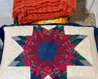 HANDMADE QUILT, CROCHETED AFGHANS