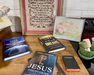 VINTAGE NEEDLEPOINT FRAMED ART, DEVOTIONALS