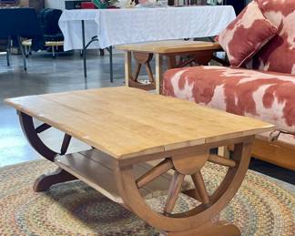 WAGON WHEEL COFFEE TABLE THAT GOES WITH SET
