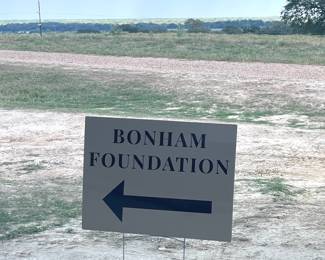 WATCH FOR THE BONHAM FOUNDATION SIGNS AS YOU ENTER THE RANCH. THE ESTATE SALE IS PAST THE RANCH HOUSES IN THE FRONT. CONTINUE OVER THE CATTLE GUARD APPROXIMATELY 1/2 MILE. PLEASE DRIVE SLOW!