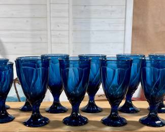 NORITAKE “SWIRL” GOBLETS IN MIDNIGHT BLUE