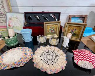 CROCHET, PLANTERS, ORIGINAL PAINTINGS