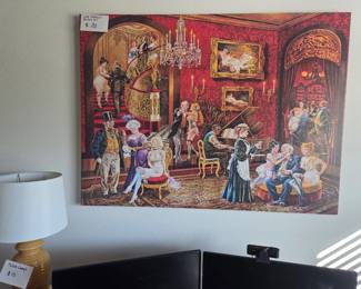 Artwork and Table Lamp