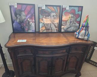 Artwork and Mid-Century Buffet