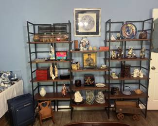 Shelving unit with Japanese collectibles