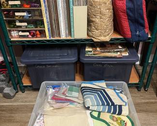 Cross stitch books, threads, kits, books