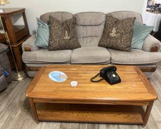 Sofa, table and vintage phone