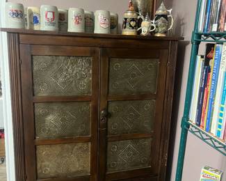 Pie safe, German steins