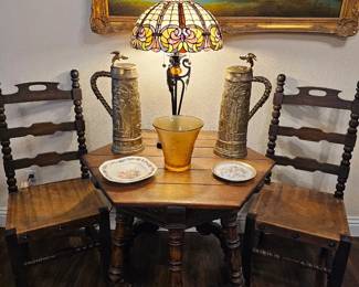 Hand hammered brass steins