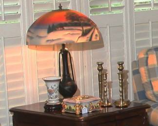VINTAGE REVERSE PAINTED LAMP