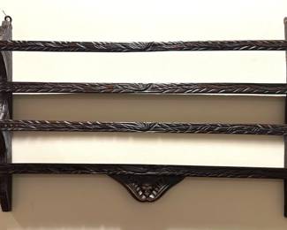 Carved Indian Motif Plate Rack