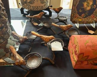 Metal Bird Motif Tea light Holders